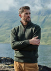Aran Troyer Zip Sweater | Green