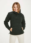 Women's Aran Cowlneck Sweater | Green