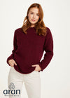 Ladies Roll Neck Donegal Sweater | Wine