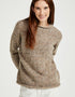 Ladies Donegal Roll Neck Sweater - Oat | 100% Wool Knitwear