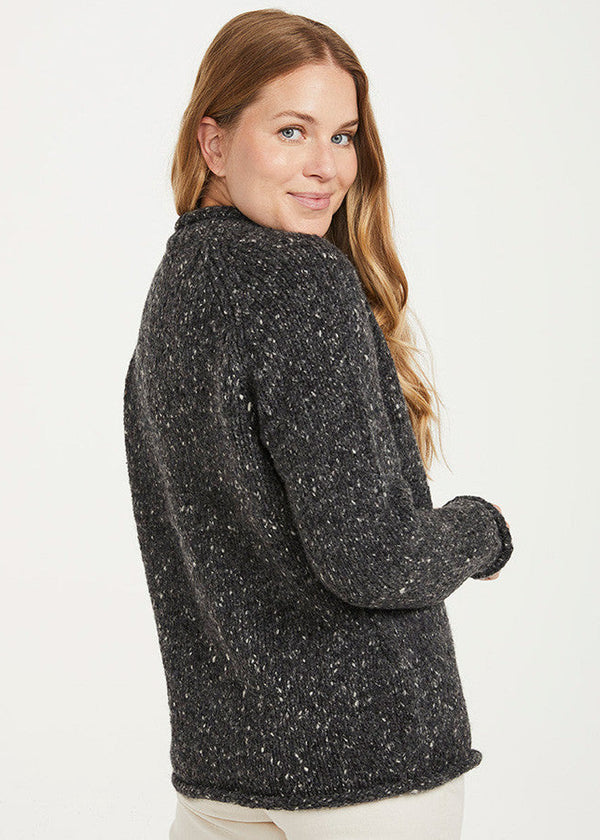 Ladies Donegal Roll Neck Sweater | Charcoal