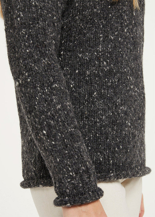 Ladies Donegal Roll Neck Sweater | Charcoal