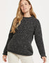 Women's Donegal Roll Neck Sweater - Charcoal | 100% Wool Knitwear