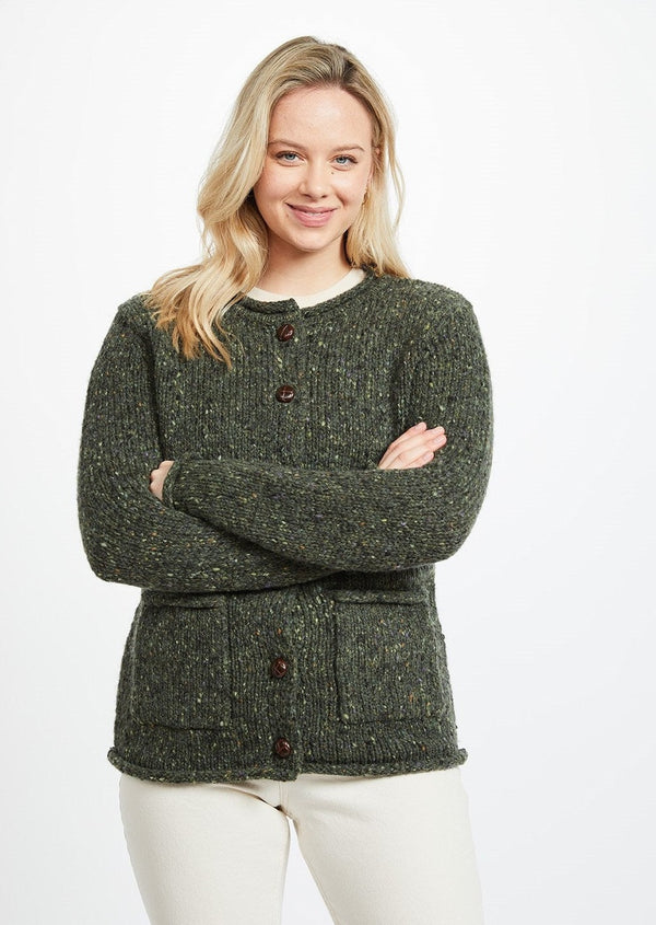 Ladies Donegal Wool Cardigan | Green