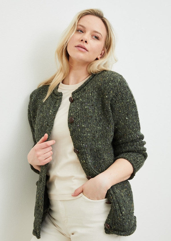 Ladies Donegal Wool Cardigan - Green