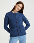 Ladies Donegal Wool Cardigan | Blue Fleck Cable Knit | Aran Woollen Mills