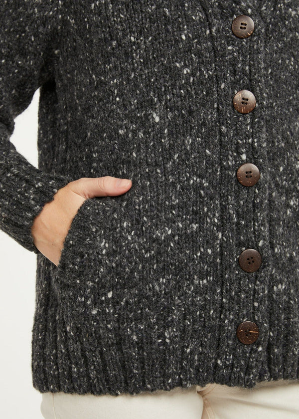 Ladies Tweed Cardigan | Charcoal