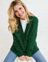 Women's Pure New Wool Tweed Cardigan - Valley Green | Irish Aran Knitwear