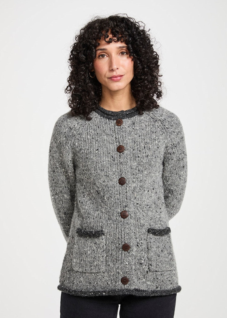 Donegal Ladies' Raglan Cardigan | Grey Charcoal