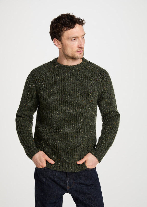 Men's Fisherman Rib Nepped Sweater | Army Green