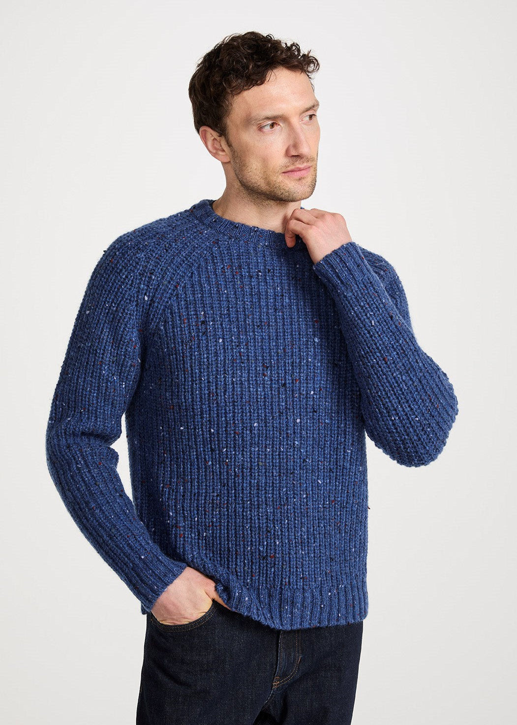 Men's Fisherman Rib Nepped Sweater | Blue