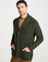 Men's Fisherman Rib Shawl Cardigan | Green