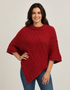 Aran-Poncho aus Merinowolle | Rot | Hochwertige Heritage-Strickmode