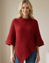 Aran Merino Wool Cowl Poncho | Red | Premium Heritage Knitwear