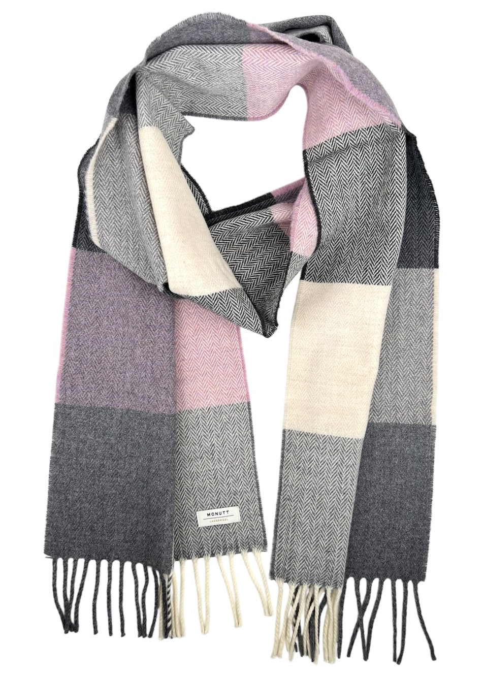 McNutt Lambswool Scarf | Rose Grey Check