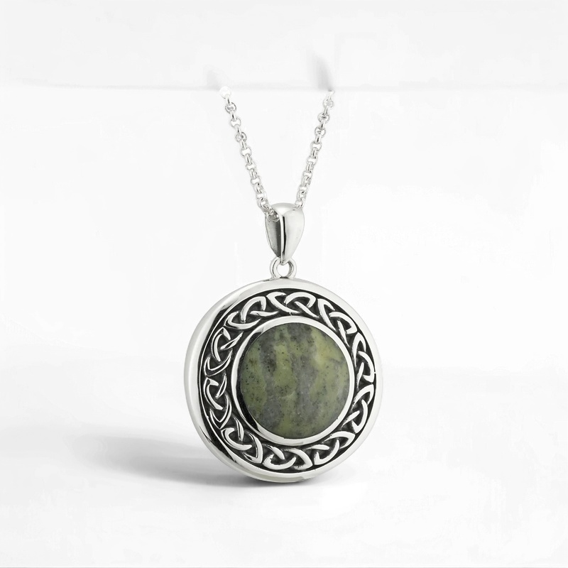 Round Connemara Marble Celtic Pendant