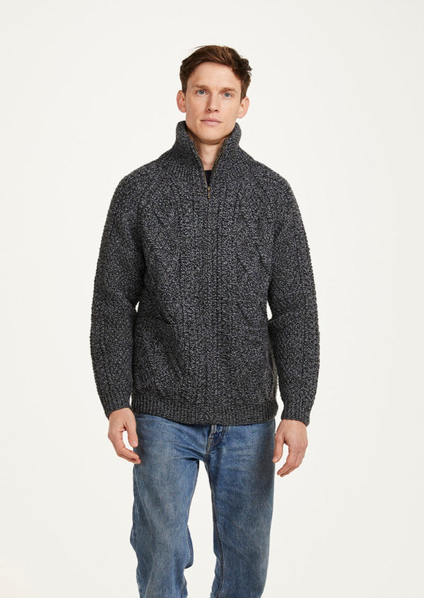 Handknit Men's Aran Cardigan - Silver