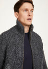 Handknit Men's Aran Cardigan - Silver