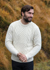 Aran Handknit Crew Neck Sweater | Natural