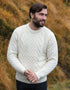 Aran Handknit Crew Neck Sweater | Natural