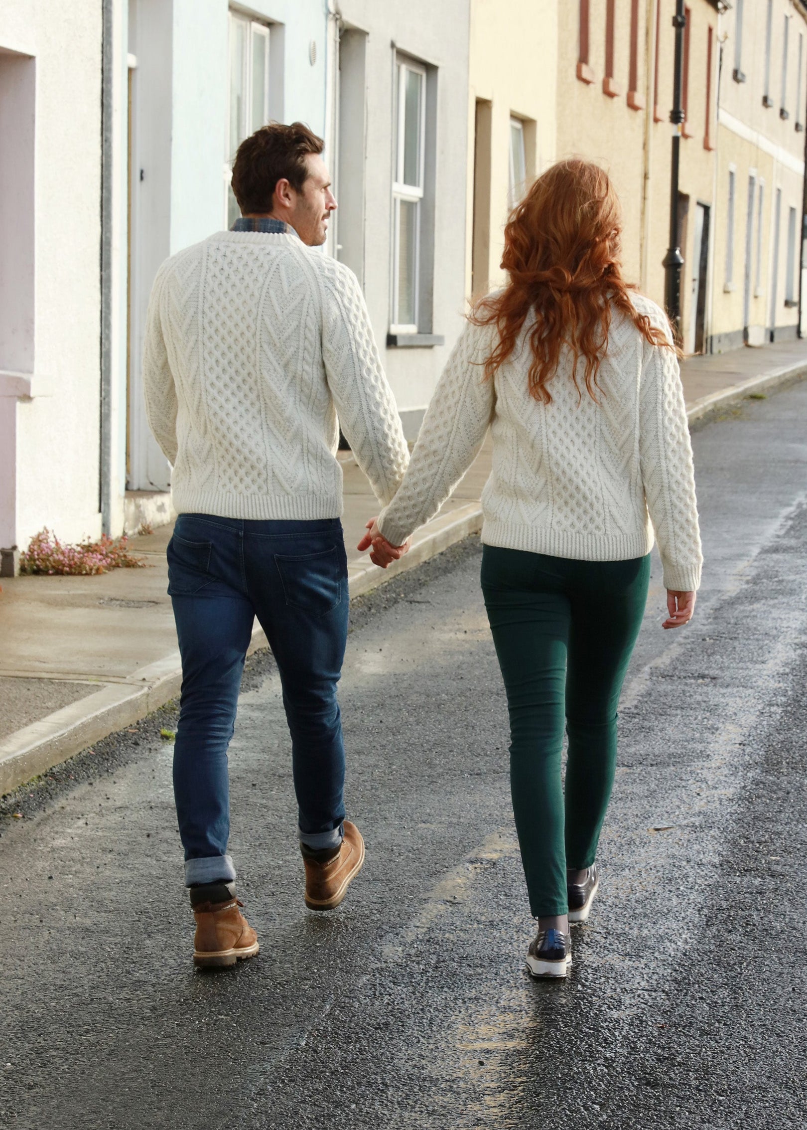 Aran Handknit Crew Neck Sweater | Natural
