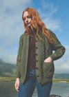Handknit Aran Lumber Cardigan | Green