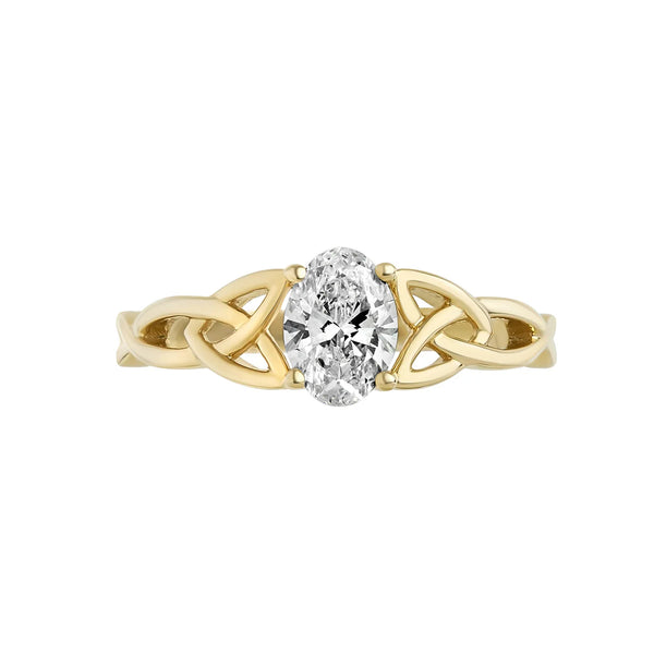 14K Oval Lab Diamond Trinity Knot Ring - 0.75ct