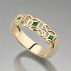 14k Gold Diamond Emerald Trinity Ring