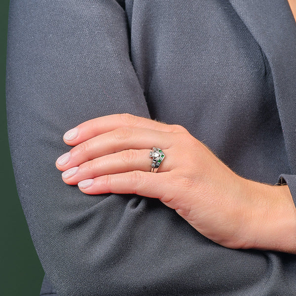 Silver Claddagh Wishbone Ring