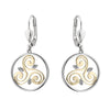 Silver And 10K Gold Diamond Spiral Circle Earrings