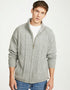 Mens Lined Wool Aran Cardigan | Grey - Clearance