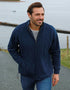 Mens Lined Wool Aran Cardigan | Blue