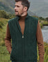 Aran Full Zip Fleece Gilet | Green