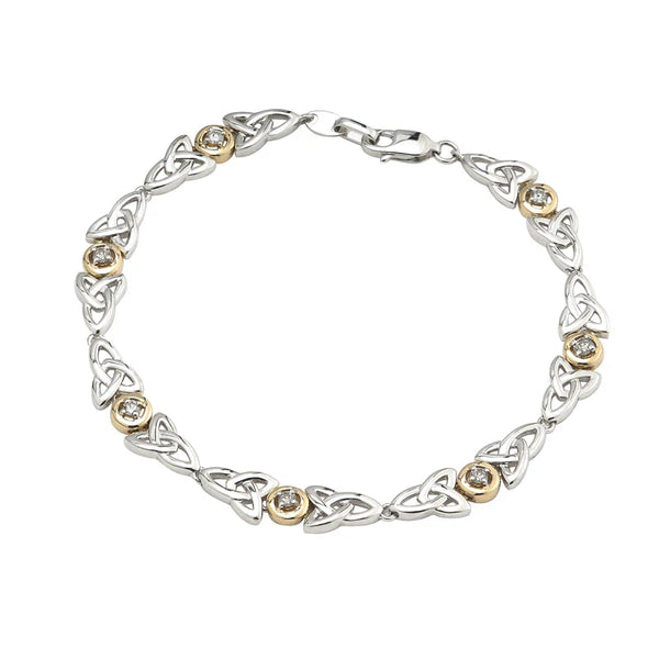 Silver & 10K Gold Diamond Trinity Knot Bracelet