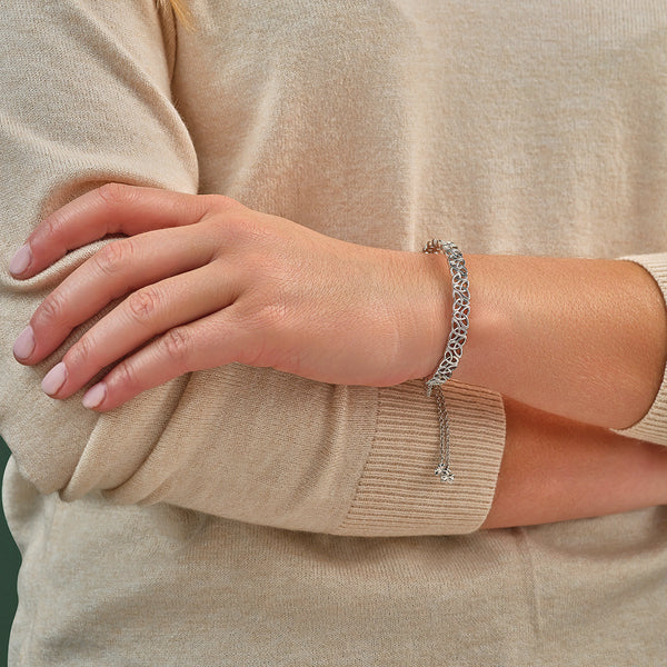 Silver Trinity Knot Draw String Bangle