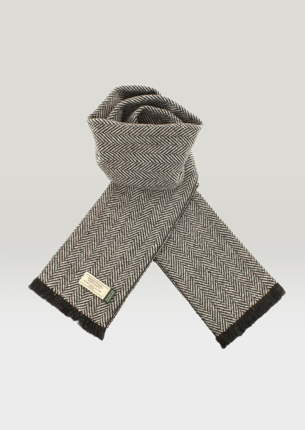 Mucros Soft Black Herringbone Donegal Scarf
