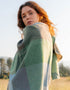 John Hanly Lambswool Cape | Baby Blue Green Check