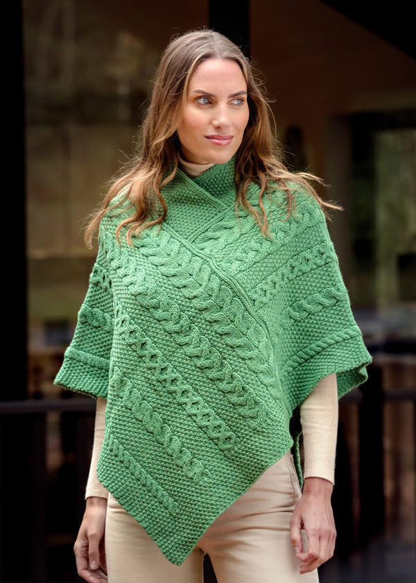 Aran Crafts Poncho | Green