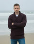 Aran Bunratty Shawl Collar Sweater | Damson