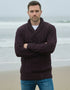 Aran Bunratty Shawl Collar Sweater | Damson