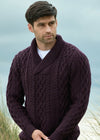 Aran Bunratty Shawl Collar Sweater | Damson