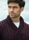 Aran Bunratty Shawl Collar Sweater | Damson