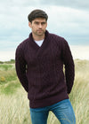 Aran Bunratty Shawl Collar Sweater | Damson