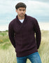 Aran Bunratty Shawl Collar Sweater | Damson