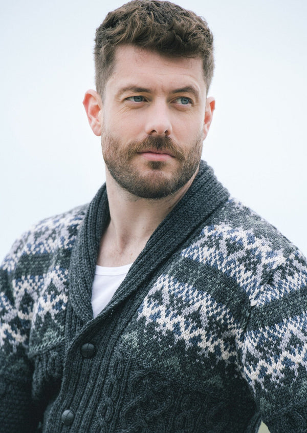 Aran Fairisle Button Cardigan