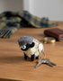 Knitted Wool Standing Sheep Keyring | Blue Tweed Flatcap