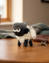 Knitted Wool Standing Sheep Keyring | Grey Tweed Flatcap