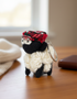 Knitted Wool Standing Sheep Keyring | Red Tartan Flatcap