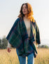 John Hanly Lambswool Cape | Green Navy Purple Plaid