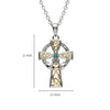 Silver Celtic Trinity Cross Set With Emerald And Diamond